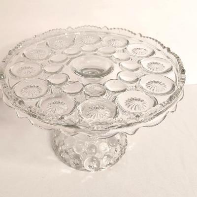 Lot #9 Pressed Glass Footed Cake Plate - very pretty