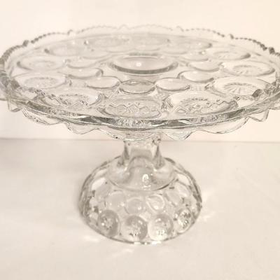 Lot #9 Pressed Glass Footed Cake Plate - very pretty