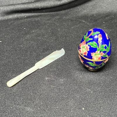 Cloisonne egg & MOP butter knife
