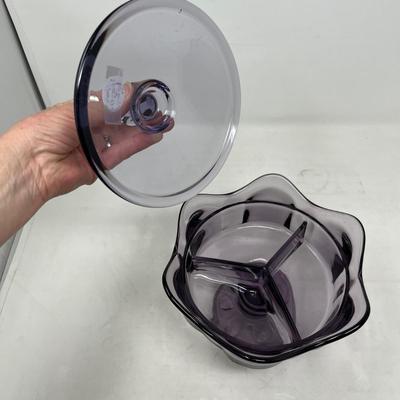 Viking Teaberry 3pt Footed candy dish