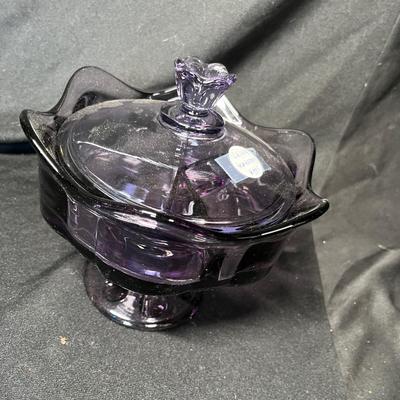 Viking Teaberry 3pt Footed candy dish