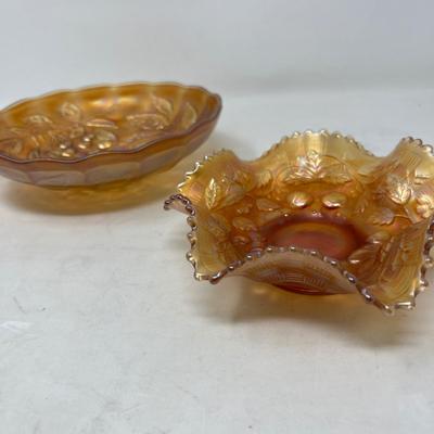 Marigold carnival glass bowls