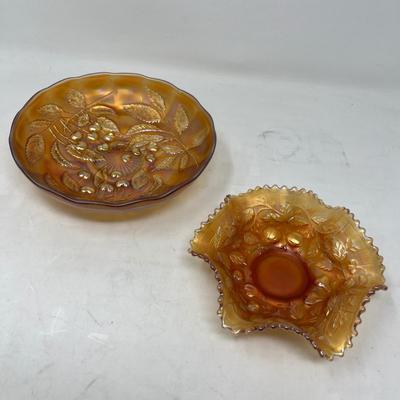Marigold carnival glass bowls