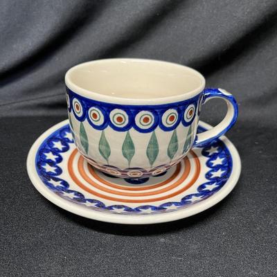 Polish pottery cup & saucer