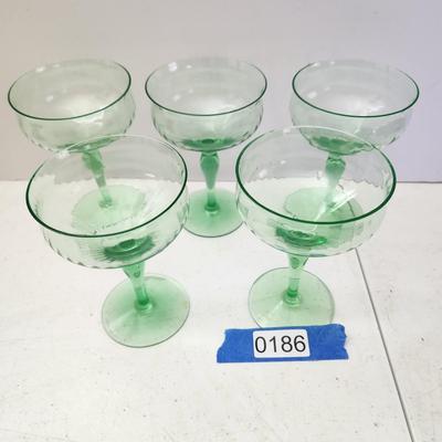5 Vintage Uranium Vaseline Glasses 5.25