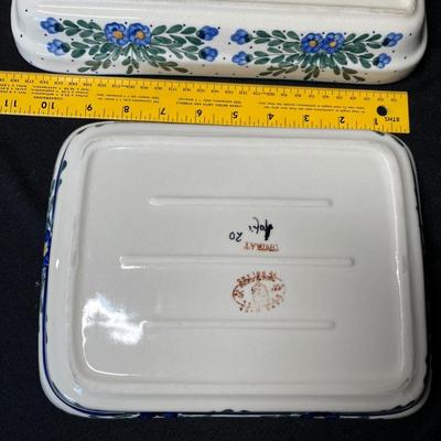2 Polish pottery rectangle bakers
