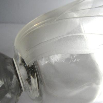 Vintage Tiffin Clear Vase With Floral Etching or Cutting, Billie Kay Artist Signed