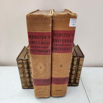 1937 Webster's Universal Dictionary w Bookends Made in Italy