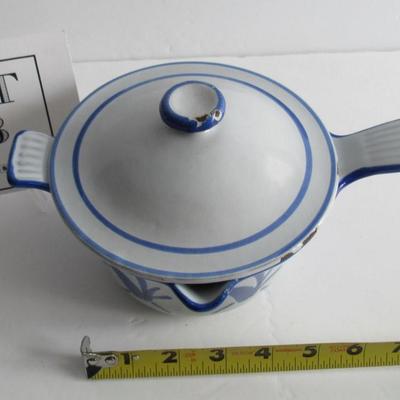 Vintage Enameled Cast Iron Covered Pot, Husqvarna Sweden