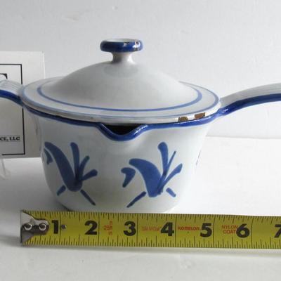 Vintage Enameled Cast Iron Covered Pot, Husqvarna Sweden