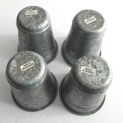 4 Galvanized Metal Tumblers or Possibly Flower Pots, Made in Slovakia