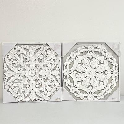 Pair (2) Wooden Shaby Floral Wall Decor