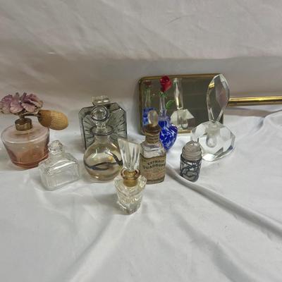 Vintage Glass Perfume Bottles & Hand Mirror (BS-MK)