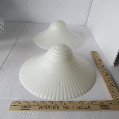 Pair of Depression Glass Monax Petal Pattern Light Shades