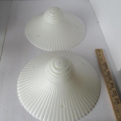 Pair of Depression Glass Monax Petal Pattern Light Shades