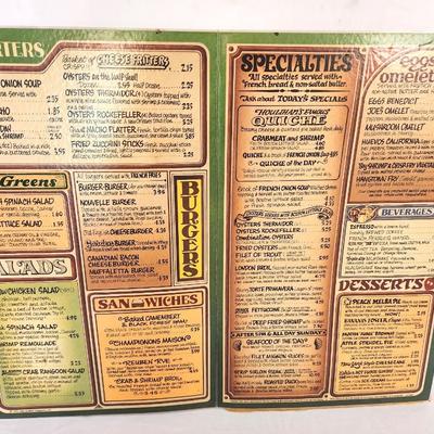 Lot #15 Vintage Menu - French Quarter Houlihan's Old Place - Ain't dere no more