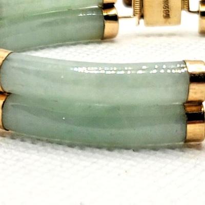 Double Fu Fuku Fortune Spring Jade & 14k Yellow Gold Bracelet