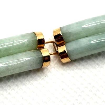Double Fu Fuku Fortune Spring Jade & 14k Yellow Gold Bracelet