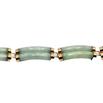 Double Fu Fuku Fortune Spring Jade & 14k Yellow Gold Bracelet