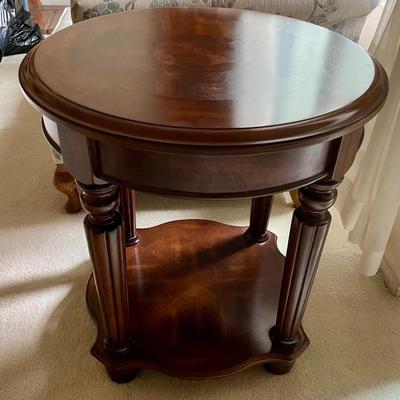 Pair of Round Wood End Tables