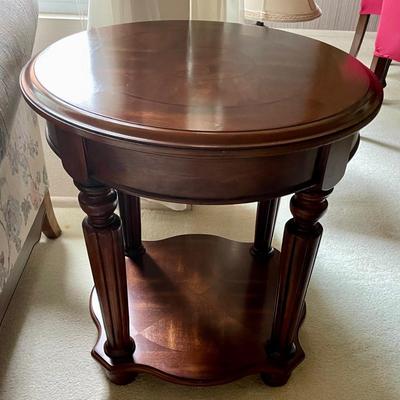 Pair of Round Wood End Tables