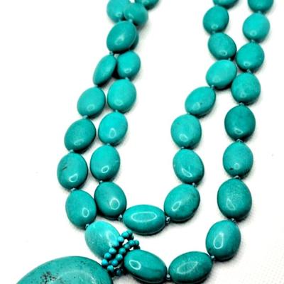 Lucas Lameth Double Stand Turquoise Sterling Silver Necklace & Pendant
