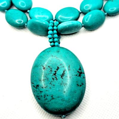 Lucas Lameth Double Stand Turquoise Sterling Silver Necklace & Pendant