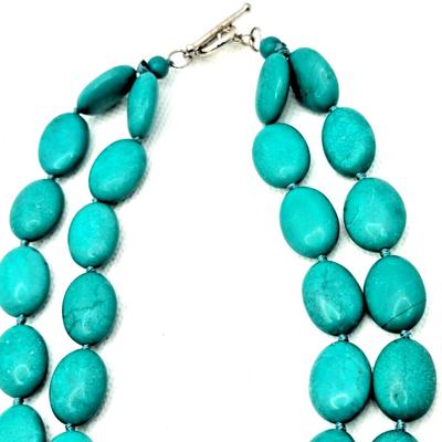 Lucas Lameth Double Stand Turquoise Sterling Silver Necklace & Pendant
