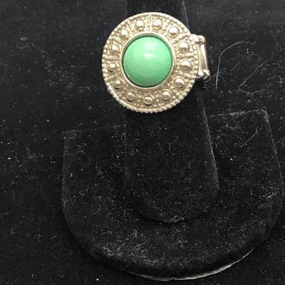 Adjustable costume mint green ring