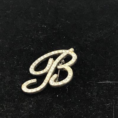 Letter B rhinestone pin