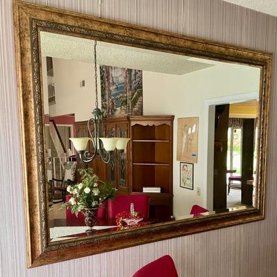 Framed Wall Mirror with Beveled Glass