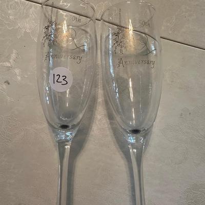 Etched 50th Wedding Anniversary Champagne glasses
