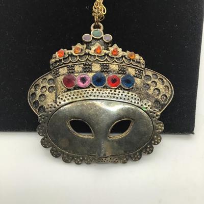 Mask faced pendant statement Necklace