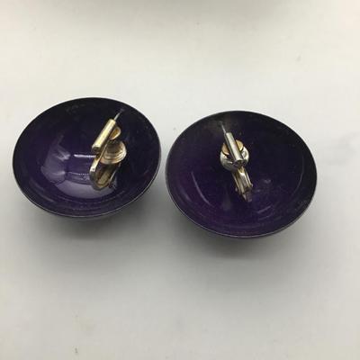 Vintage purple round clip on earrings