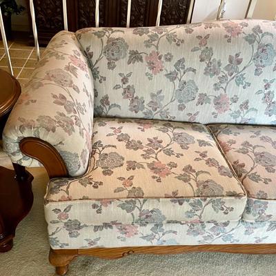 Vintage Upholstered Floral Print Couch