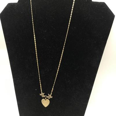 Love doves & Heart Gold Tone Necklace