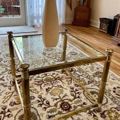 Gold tubed and glass top table