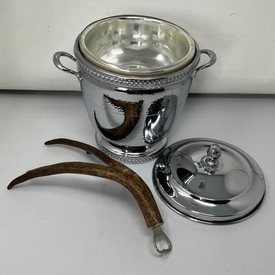 Chrome Ice bucket w/ elk horn opener