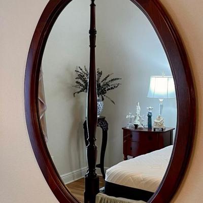 Mahogany framed oval mirror