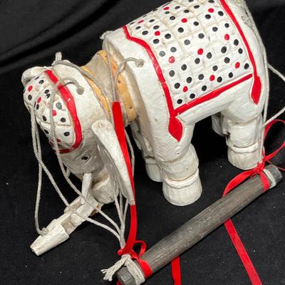 Wood elephant puppet