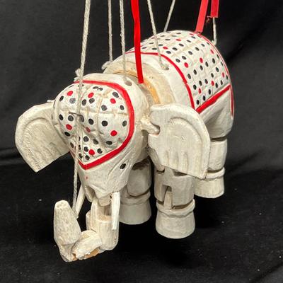 Wood elephant puppet