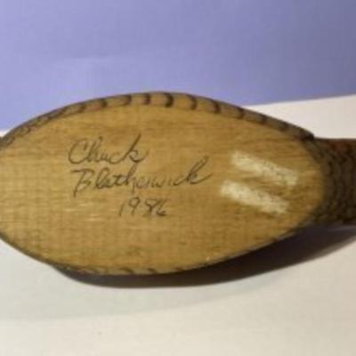 Vintage 1986 CHUCK BLATHERWICK Mini Duck Decoy 6.75" Wide with Amazing Detail Preowned from an Estate.