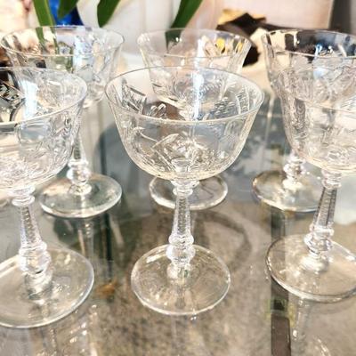 Lot #24 Set of 5 Crystal Champagne Glasses