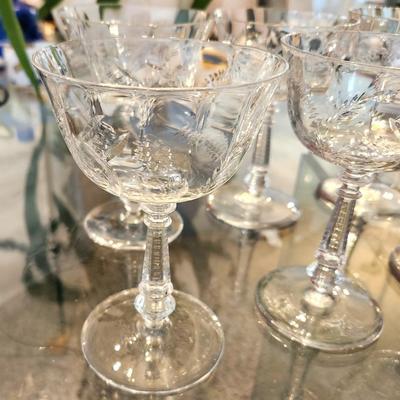 Lot #24 Set of 5 Crystal Champagne Glasses