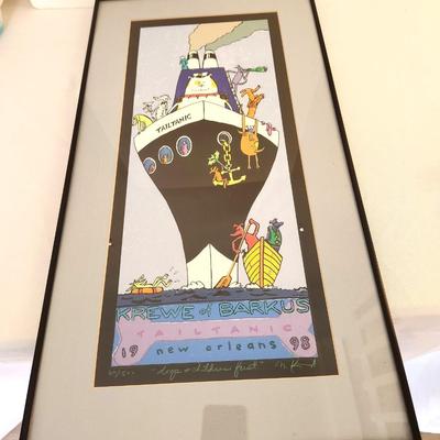 Lot #26 Very Rare Krewe of Barkus Mardi Gras Signed/numbered print - 1st in the Series - dated 1998