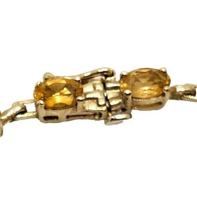 Gorgeous Oval Citrine 10k Yellow Gold Tennis Bracelet