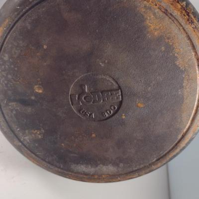 Lodge Cast Iron Covered Dutch Oven- Approx 10 1/2" in Diameter, 4" Deep