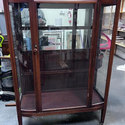 Mahogany Glass Front Antique China Cupboard