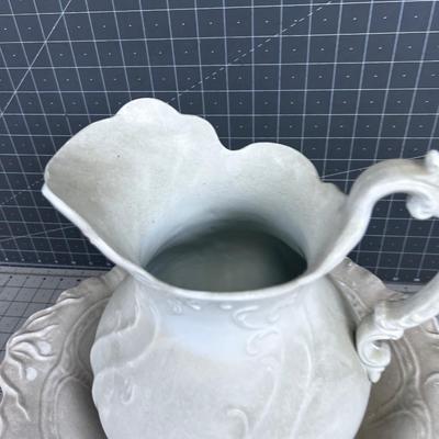 VICTOR CHINA COMPANY - Antique Pitcher and A Reproduction Bowl SET 