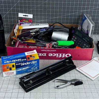 Large Lot of Office Supplies: Pens, Pencil, Paper Clips, Sharpener etc.